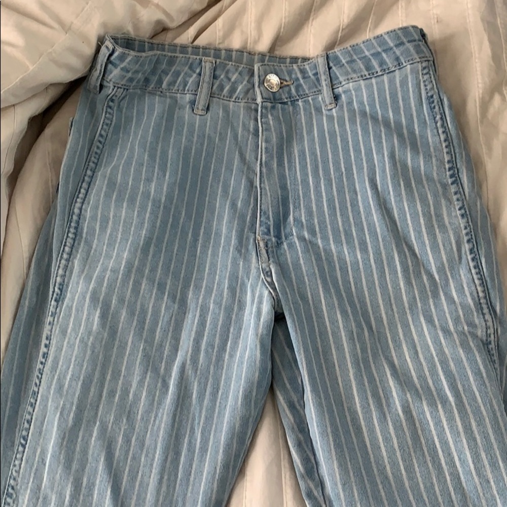 h&m pinstripe light-wash jeans